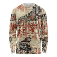 Hawaii Long Sleeve Shirt Aloha Tribal Pattern Beige Version - Wonder Print Shop