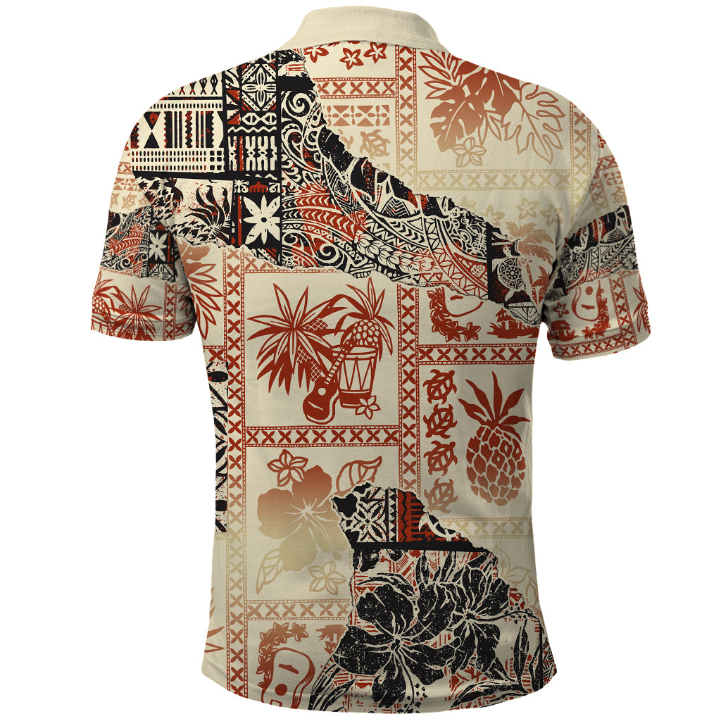 Hawaii Polo Shirt Aloha Tribal Pattern Beige Version - Wonder Print Shop