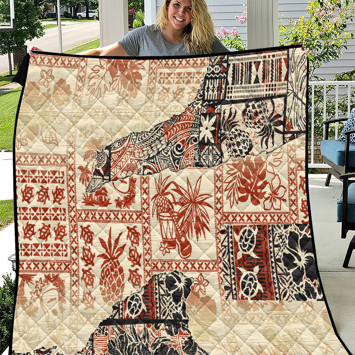 Hawaii Quilt Aloha Tribal Pattern Beige Version - Wonder Print Shop