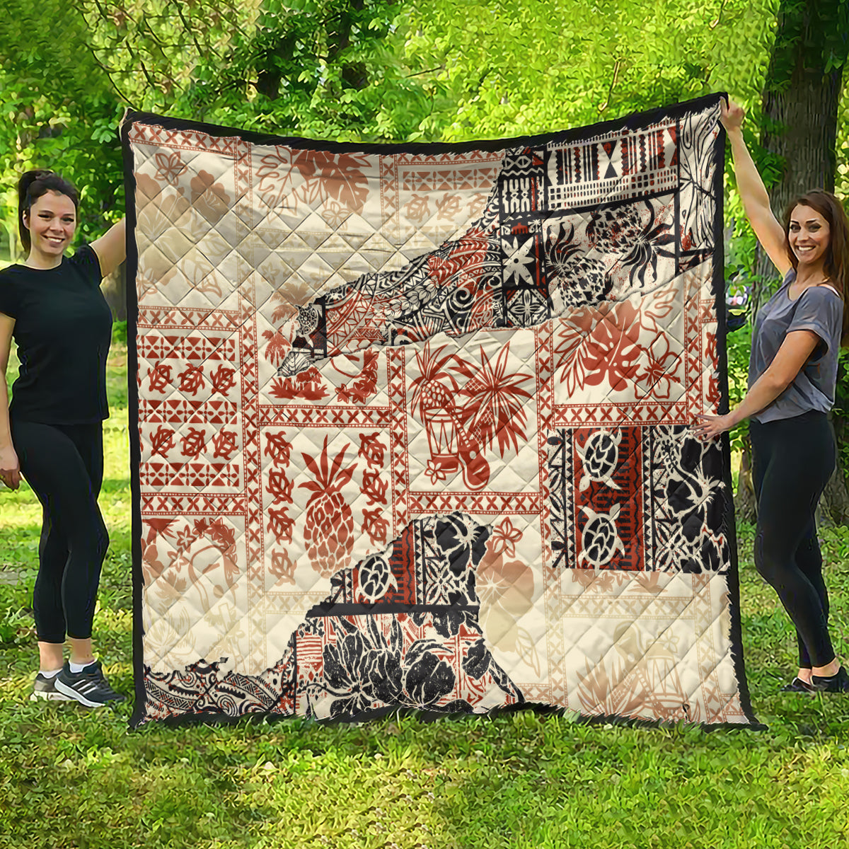 Hawaii Quilt Aloha Tribal Pattern Beige Version - Wonder Print Shop