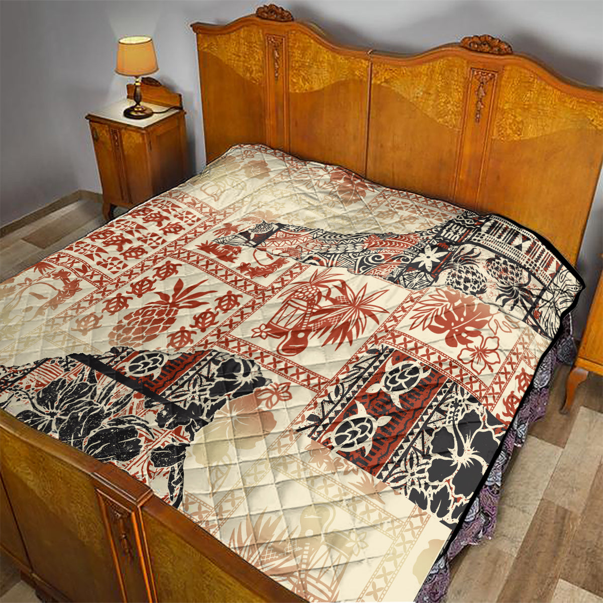 Hawaii Quilt Aloha Tribal Pattern Beige Version - Wonder Print Shop