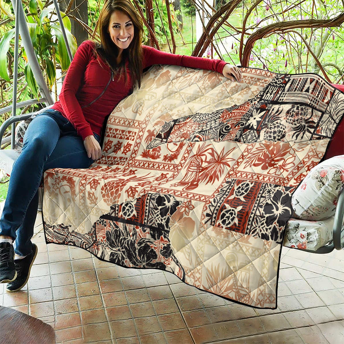 Hawaii Quilt Aloha Tribal Pattern Beige Version - Wonder Print Shop