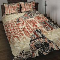 Hawaii Quilt Bed Set Aloha Tribal Pattern Beige Version - Wonder Print Shop