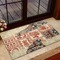 Hawaii Rubber Doormat Aloha Tribal Pattern Beige Version - Wonder Print Shop