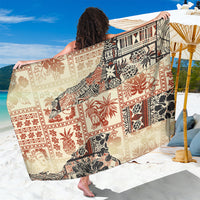 Hawaii Sarong Aloha Tribal Pattern Beige Version - Wonder Print Shop