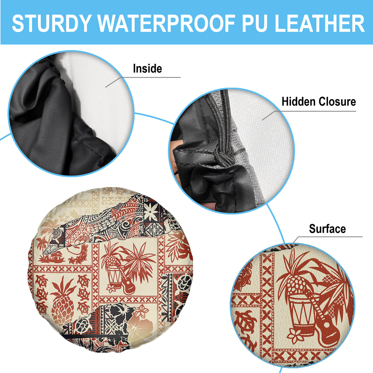 Hawaii Spare Tire Cover Aloha Tribal Pattern Beige Version - Wonder Print Shop