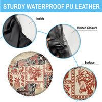 Hawaii Spare Tire Cover Aloha Tribal Pattern Beige Version - Wonder Print Shop