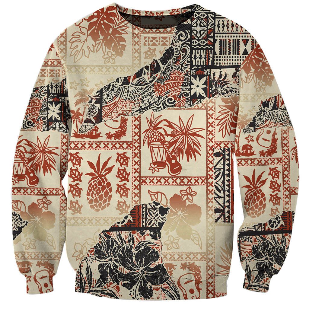 Hawaii Sweatshirt Aloha Tribal Pattern Beige Version - Wonder Print Shop
