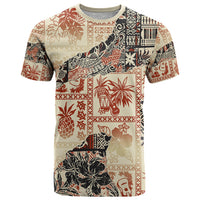 Hawaii T Shirt Aloha Tribal Pattern Beige Version - Wonder Print Shop
