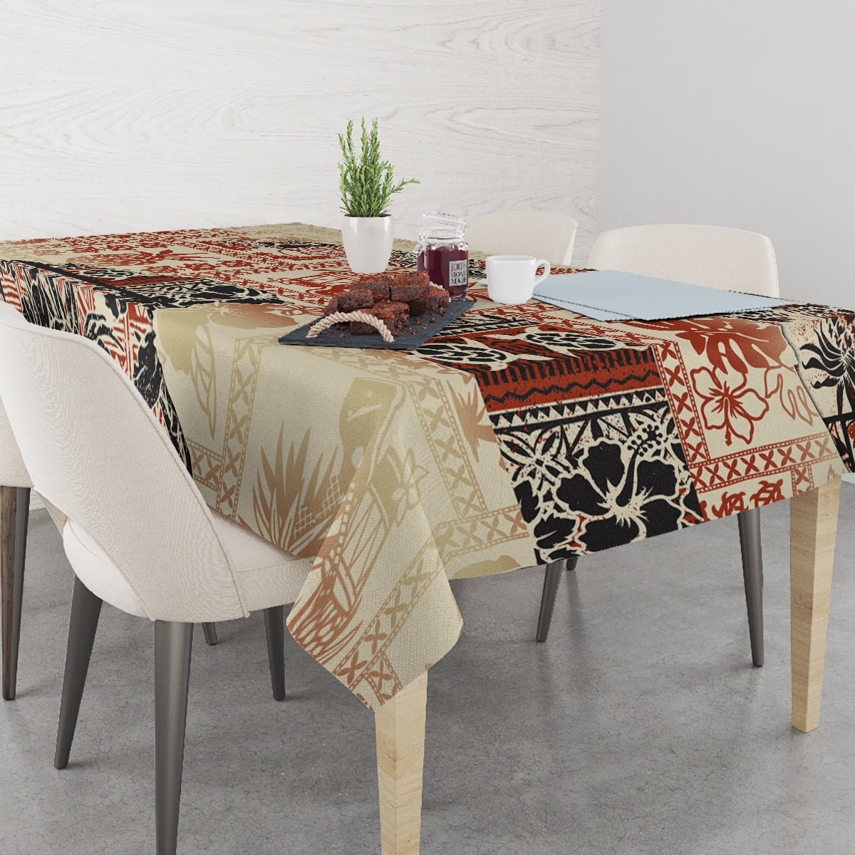 Hawaii Tablecloth Aloha Tribal Pattern Beige Version - Wonder Print Shop