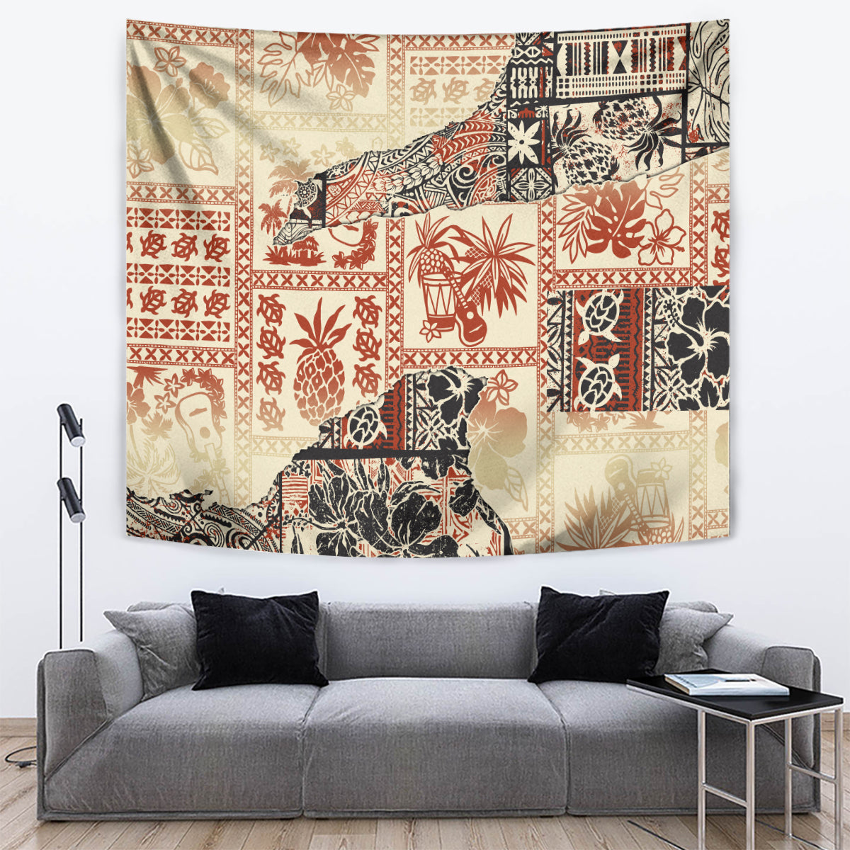 Hawaii Tapestry Aloha Tribal Pattern Beige Version - Wonder Print Shop