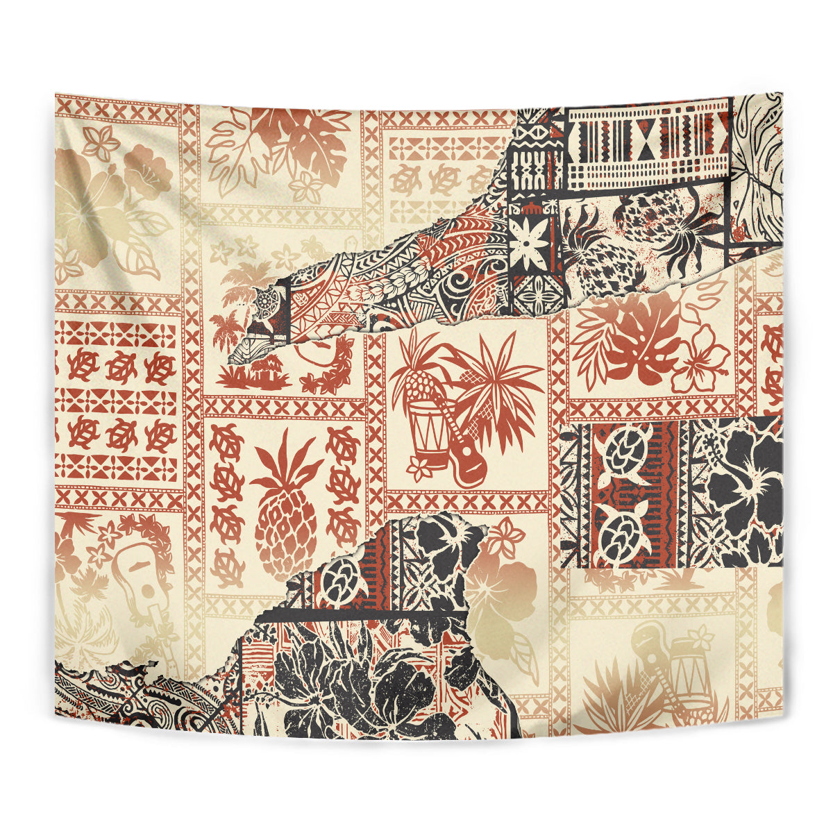 Hawaii Tapestry Aloha Tribal Pattern Beige Version - Wonder Print Shop