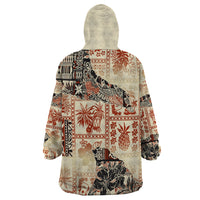 Hawaii Wearable Blanket Hoodie Aloha Tribal Pattern Beige Version - Wonder Print Shop