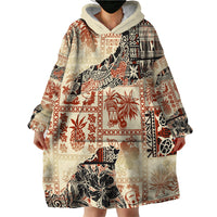 Hawaii Wearable Blanket Hoodie Aloha Tribal Pattern Beige Version - Wonder Print Shop