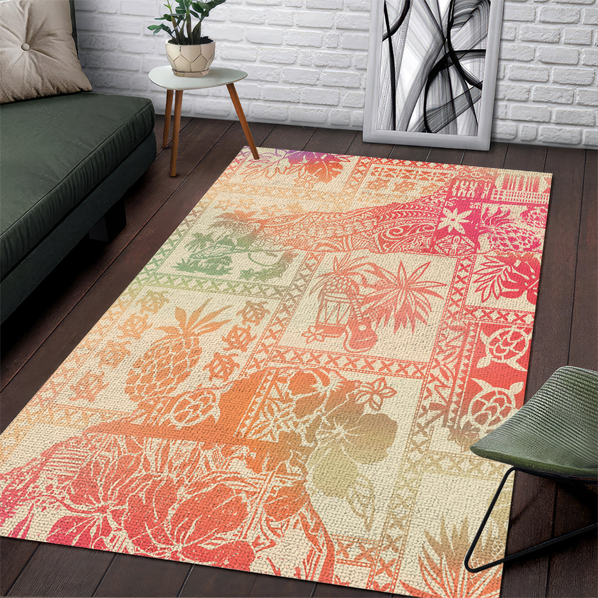 Hawaii Area Rug Aloha Tribal Pattern Sweat Pink Ombre LT9 - Wonder Print Shop