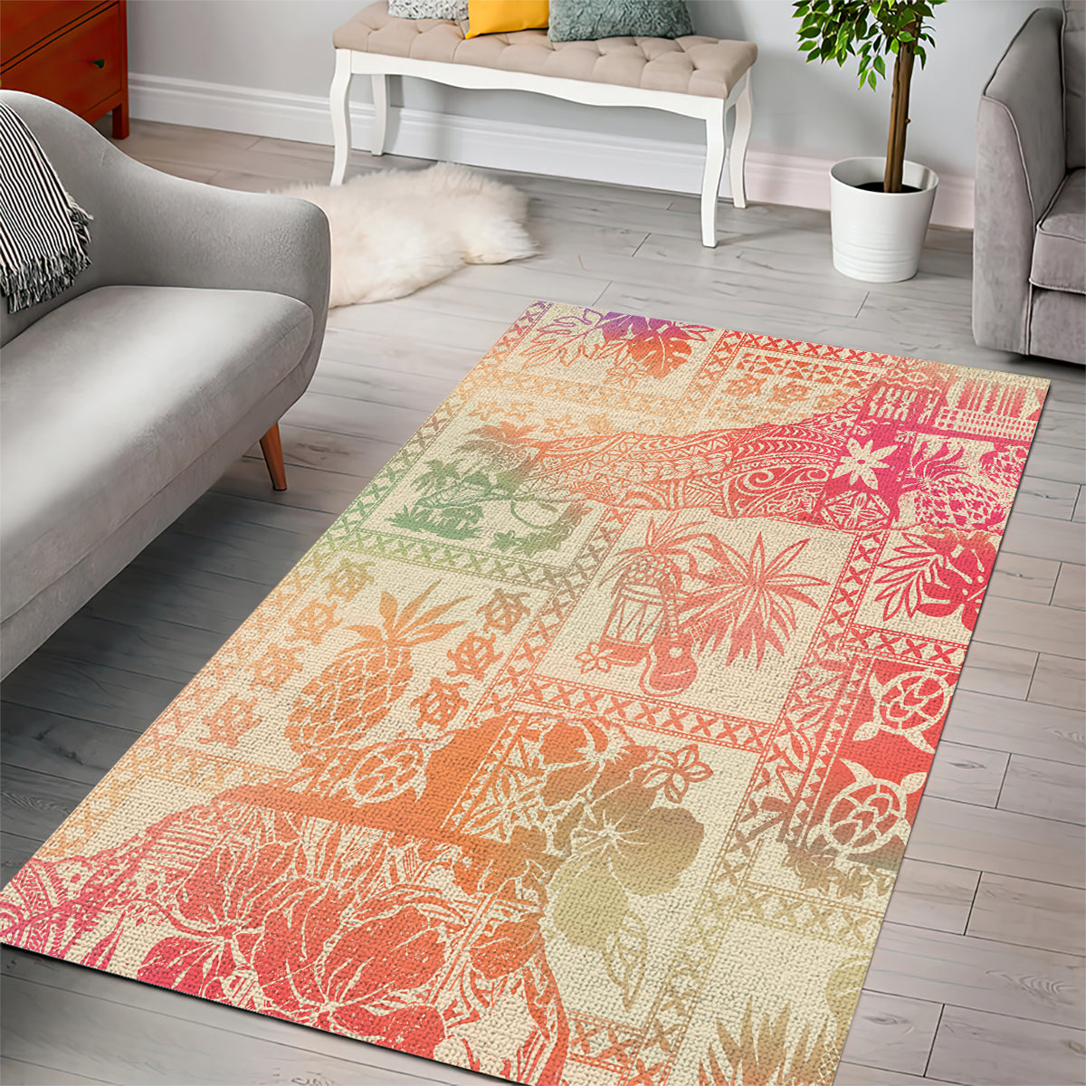 Hawaii Area Rug Aloha Tribal Pattern Sweat Pink Ombre LT9 - Wonder Print Shop
