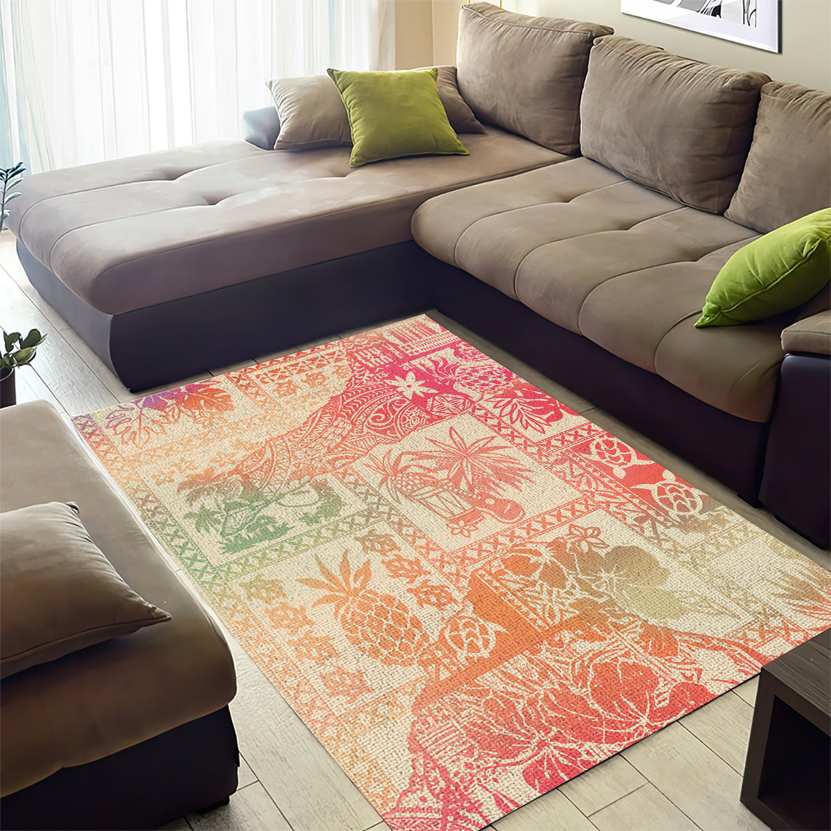Hawaii Area Rug Aloha Tribal Pattern Sweat Pink Ombre LT9 - Wonder Print Shop