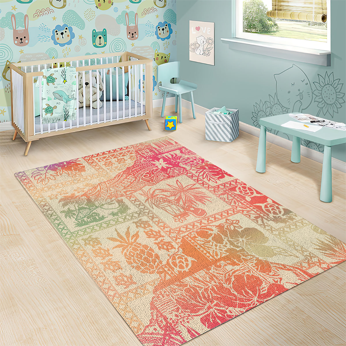 Hawaii Area Rug Aloha Tribal Pattern Sweat Pink Ombre LT9 - Wonder Print Shop