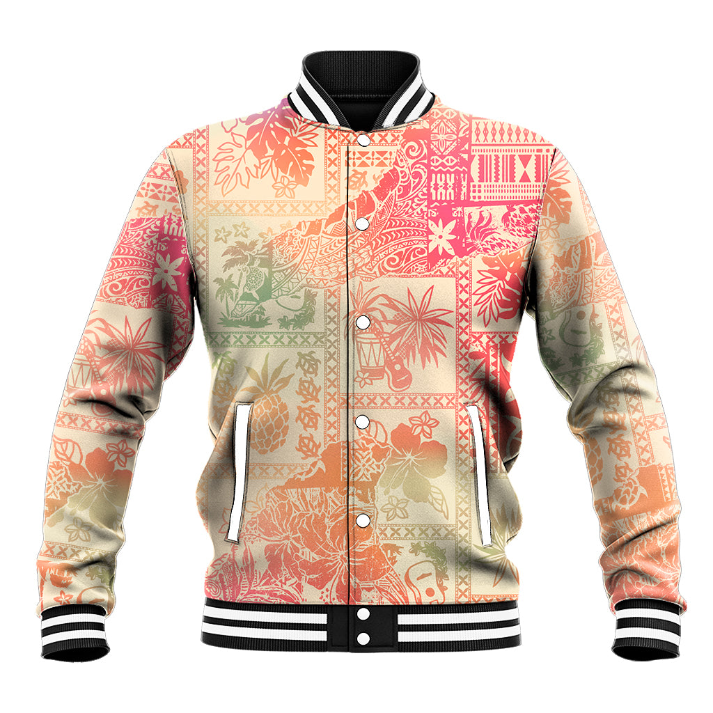 Hawaii Baseball Jacket Aloha Tribal Pattern Sweat Pink Ombre LT9 - Wonder Print Shop