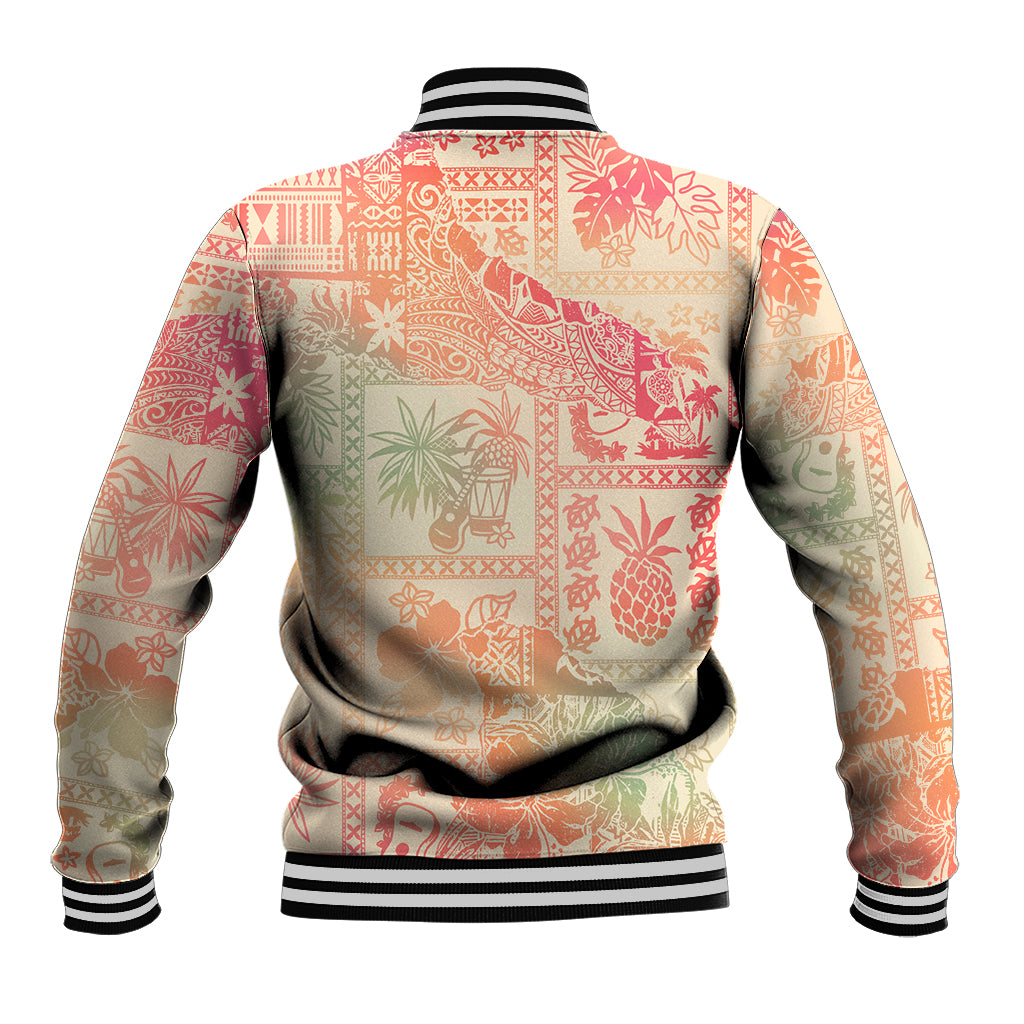 Hawaii Baseball Jacket Aloha Tribal Pattern Sweat Pink Ombre LT9 - Wonder Print Shop
