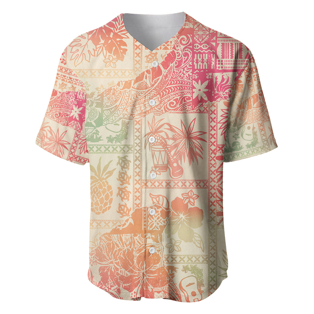 Hawaii Baseball Jersey Aloha Tribal Pattern Sweat Pink Ombre LT9 - Wonder Print Shop