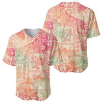 Hawaii Baseball Jersey Aloha Tribal Pattern Sweat Pink Ombre LT9 - Wonder Print Shop
