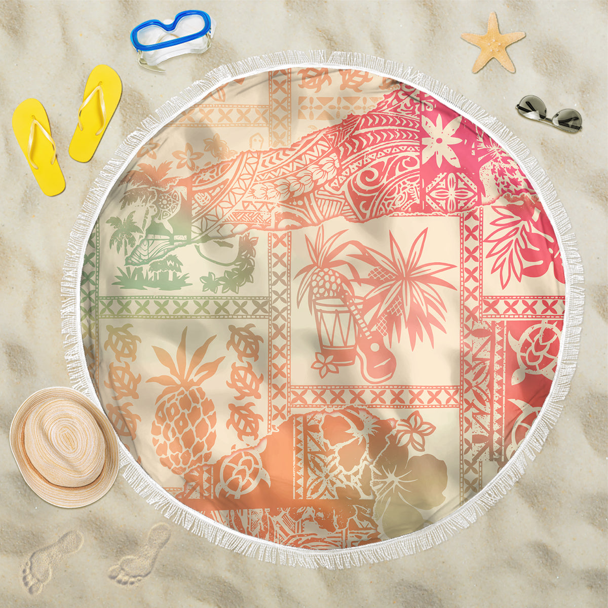 Hawaii Beach Blanket Aloha Tribal Pattern Sweat Pink Ombre LT9 - Wonder Print Shop