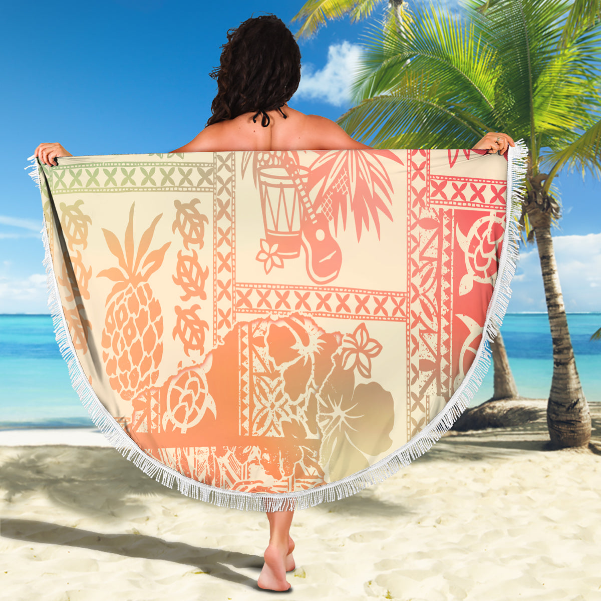 Hawaii Beach Blanket Aloha Tribal Pattern Sweat Pink Ombre LT9 - Wonder Print Shop