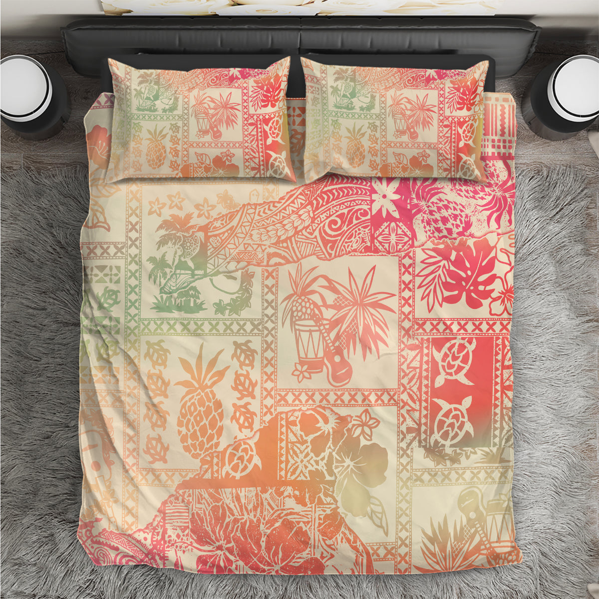 Hawaii Bedding Set Aloha Tribal Pattern Sweat Pink Ombre LT9 - Wonder Print Shop