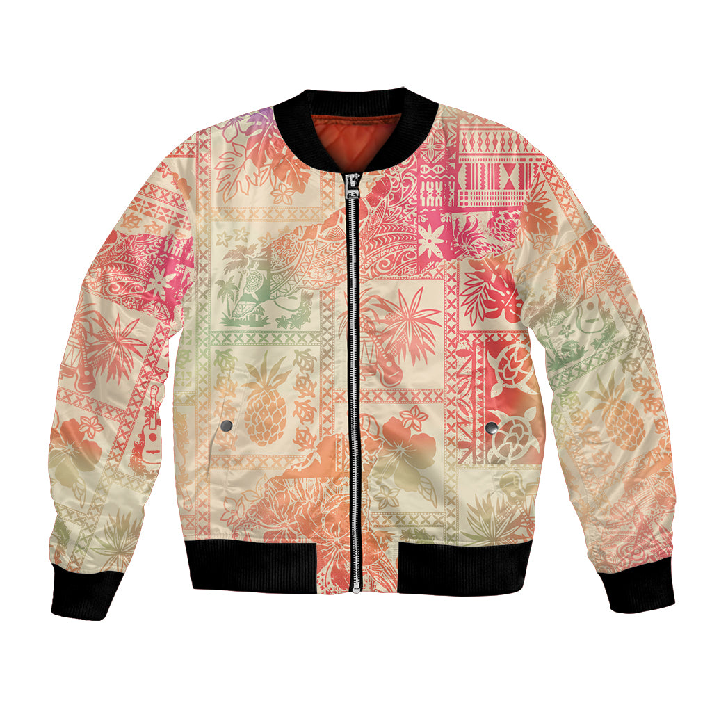 Hawaii Bomber Jacket Aloha Tribal Pattern Sweat Pink Ombre LT9 - Wonder Print Shop