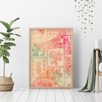 Hawaii Canvas Wall Art Aloha Tribal Pattern Sweat Pink Ombre LT9 - Wonder Print Shop