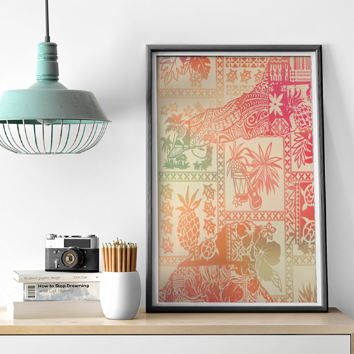 Hawaii Canvas Wall Art Aloha Tribal Pattern Sweat Pink Ombre LT9 - Wonder Print Shop