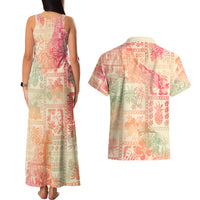 Hawaii Couples Matching Tank Maxi Dress and Hawaiian Shirt Aloha Tribal Pattern Sweat Pink Ombre LT9 - Wonder Print Shop