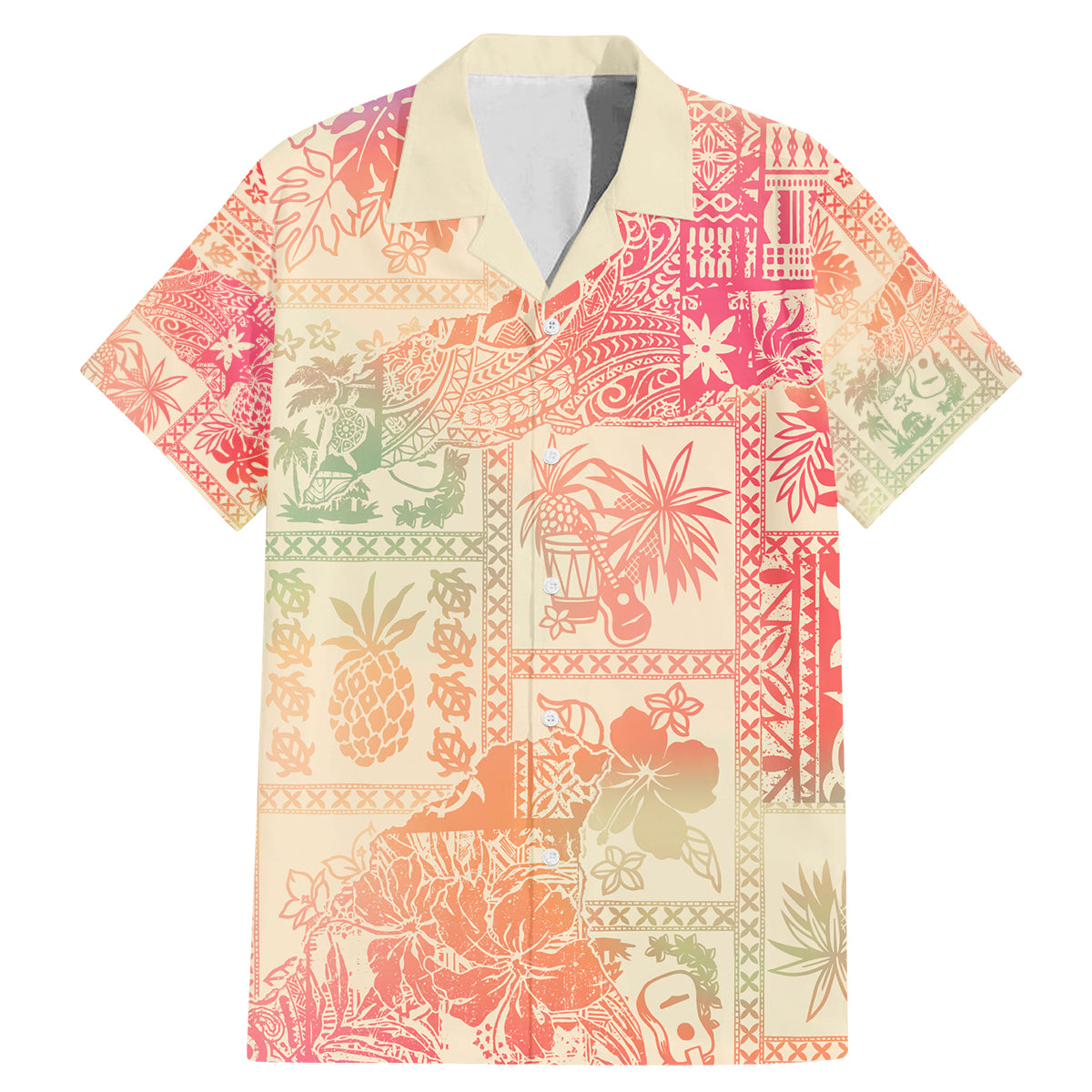 Hawaii Family Matching Mermaid Dress and Hawaiian Shirt Aloha Tribal Pattern Sweat Pink Ombre LT9 - Wonder Print Shop