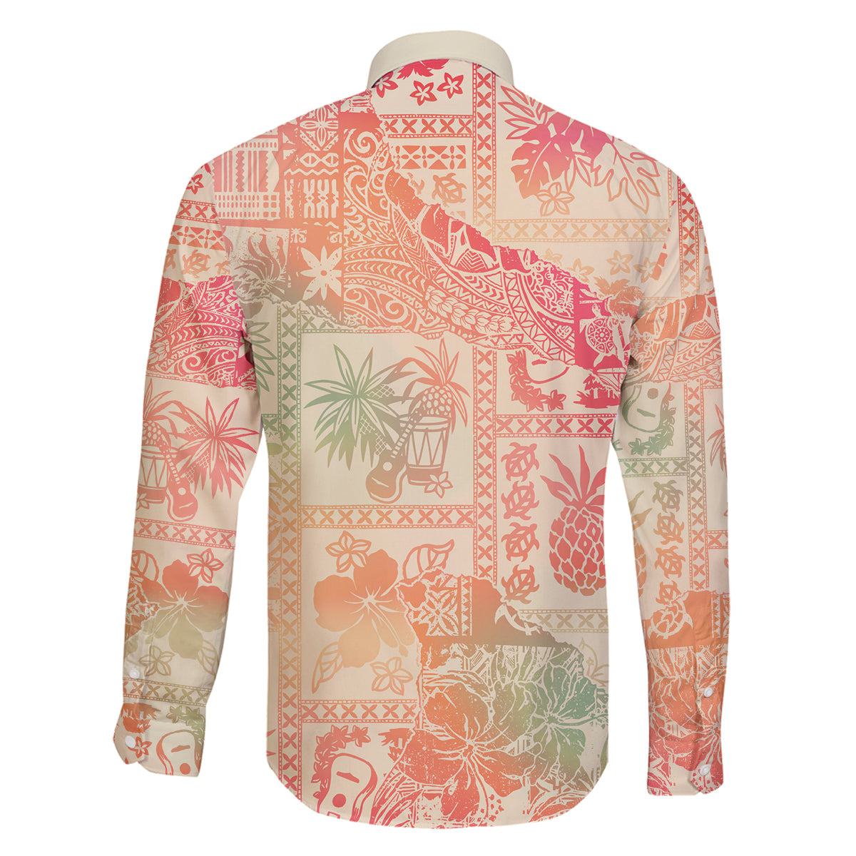 Hawaii Family Matching Off Shoulder Maxi Dress and Hawaiian Shirt Aloha Tribal Pattern Sweat Pink Ombre LT9 - Wonder Print Shop