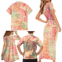 Hawaii Family Matching Short Sleeve Bodycon Dress and Hawaiian Shirt Aloha Tribal Pattern Sweat Pink Ombre - Wonder Print Shop