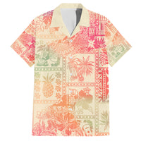 Hawaii Family Matching Short Sleeve Bodycon Dress and Hawaiian Shirt Aloha Tribal Pattern Sweat Pink Ombre - Wonder Print Shop