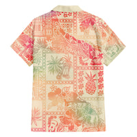 Hawaii Family Matching Short Sleeve Bodycon Dress and Hawaiian Shirt Aloha Tribal Pattern Sweat Pink Ombre - Wonder Print Shop
