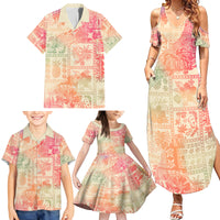 Hawaii Family Matching Summer Maxi Dress and Hawaiian Shirt Aloha Tribal Pattern Sweat Pink Ombre - Wonder Print Shop