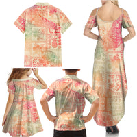 Hawaii Family Matching Summer Maxi Dress and Hawaiian Shirt Aloha Tribal Pattern Sweat Pink Ombre - Wonder Print Shop