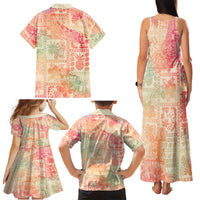 Hawaii Family Matching Tank Maxi Dress and Hawaiian Shirt Aloha Tribal Pattern Sweat Pink Ombre - Wonder Print Shop