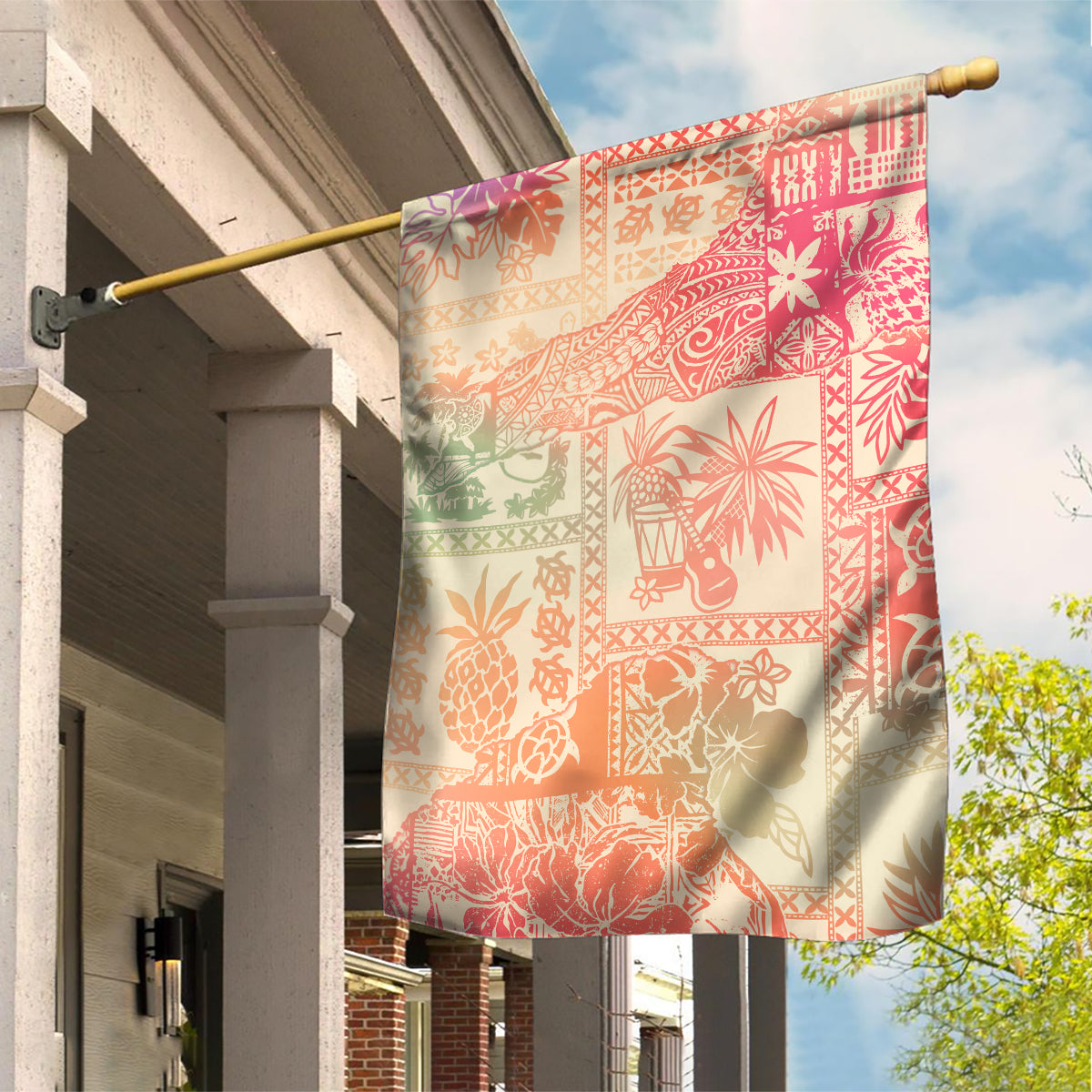 Hawaii Garden Flag Aloha Tribal Pattern Sweat Pink Ombre - Wonder Print Shop