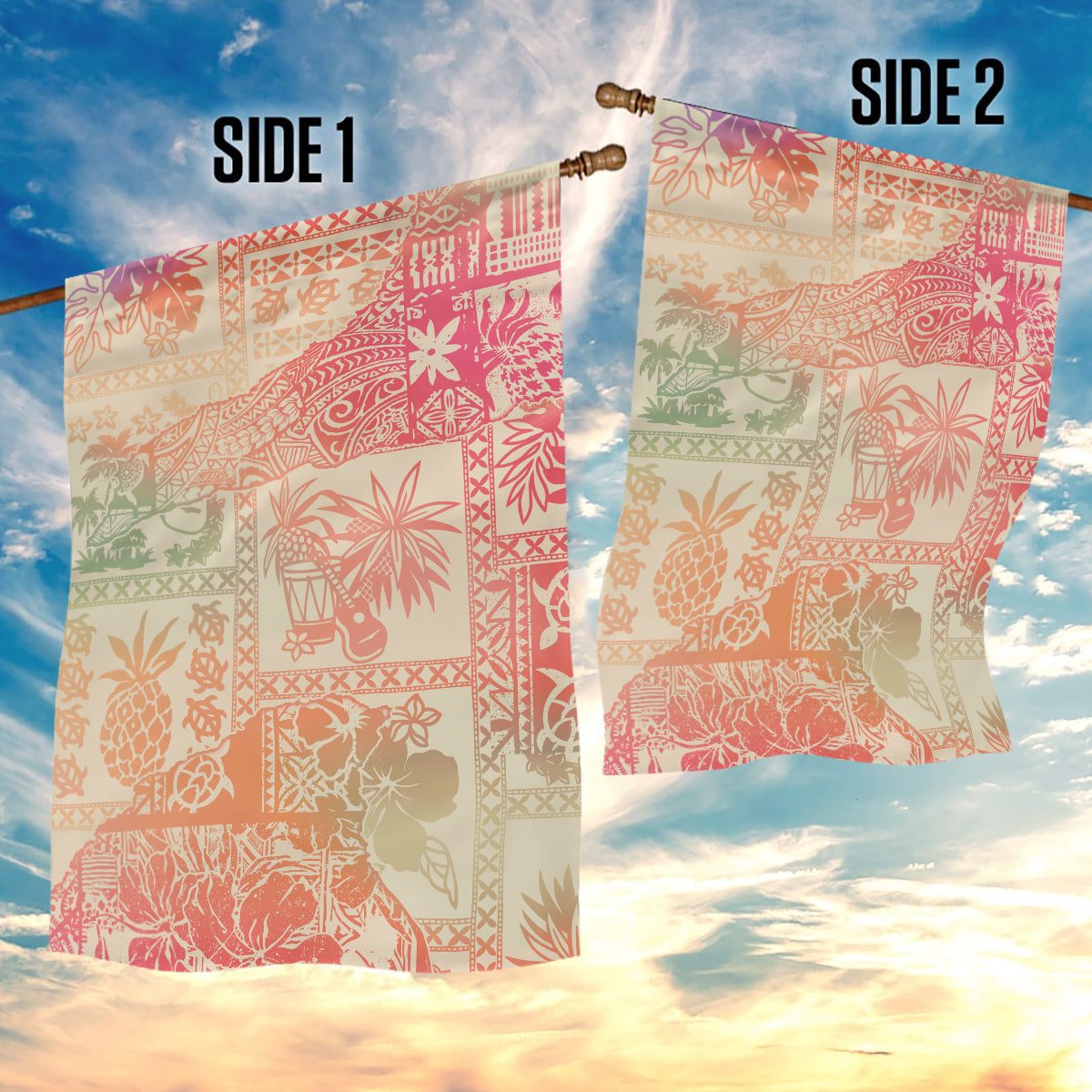 Hawaii Garden Flag Aloha Tribal Pattern Sweat Pink Ombre - Wonder Print Shop