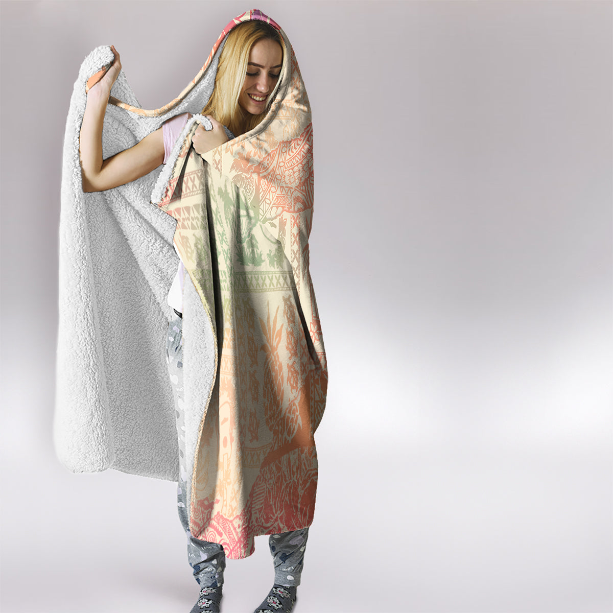 hawaii-hooded-blanket-aloha-tribal-pattern-sweat-pink-ombre