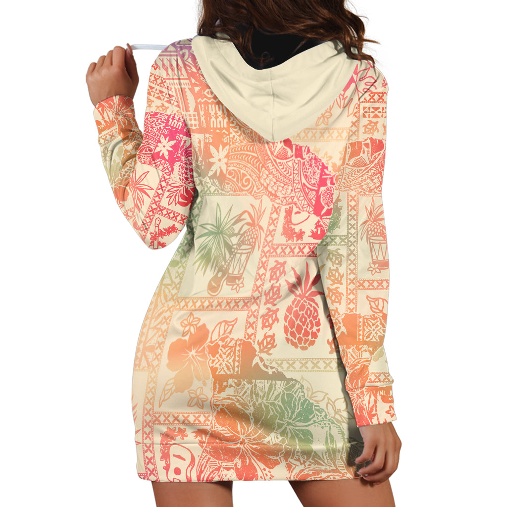 Hawaii Hoodie Dress Aloha Tribal Pattern Sweat Pink Ombre - Wonder Print Shop