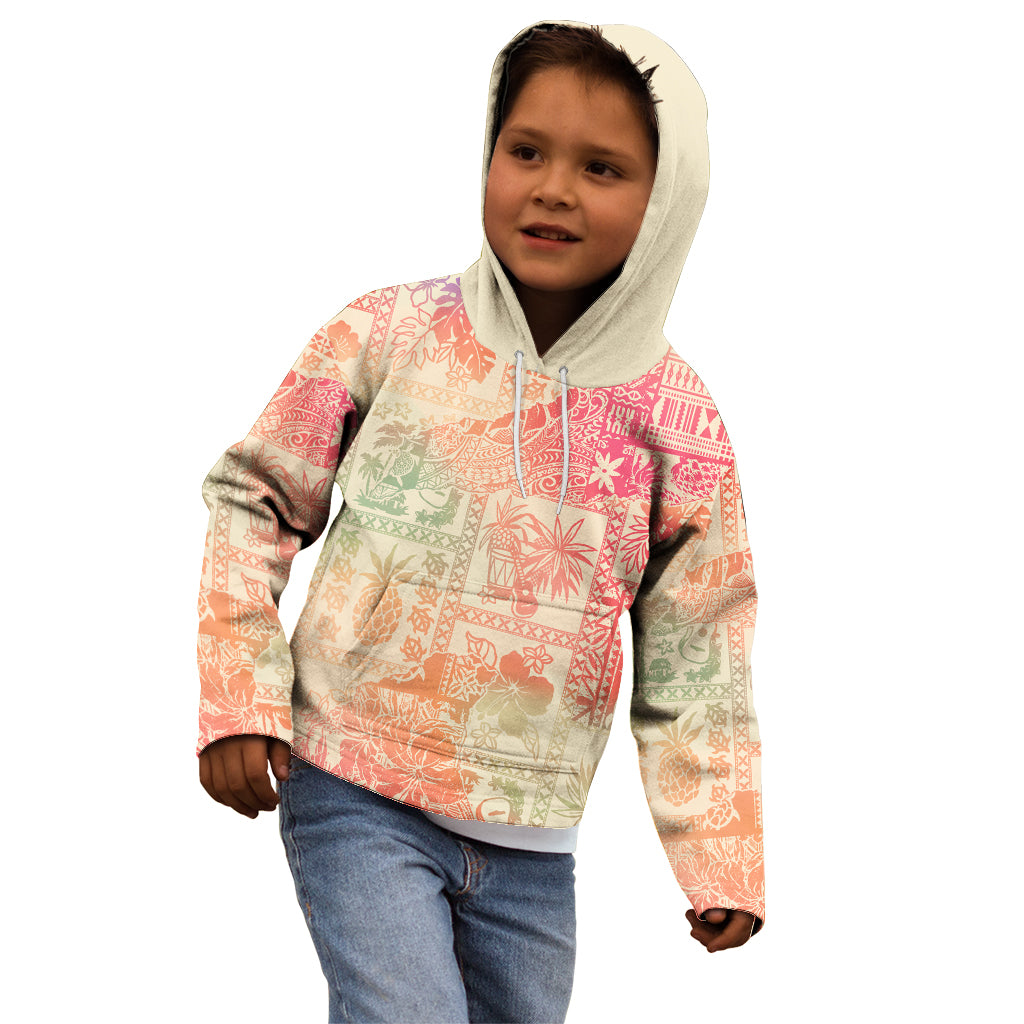 Hawaii Kid Hoodie Aloha Tribal Pattern Sweat Pink Ombre - Wonder Print Shop