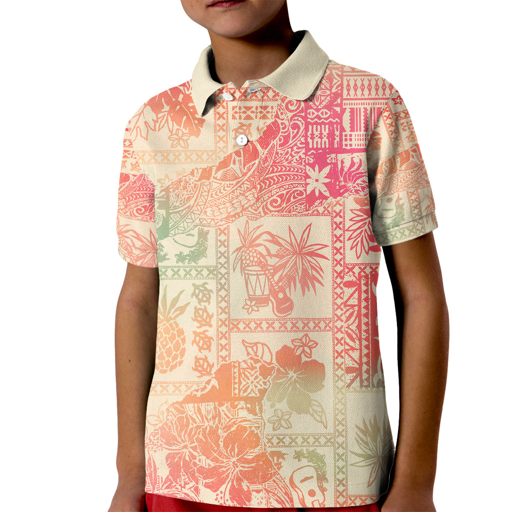 Hawaii Kid Polo Shirt Aloha Tribal Pattern Sweat Pink Ombre - Wonder Print Shop