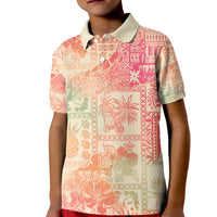 Hawaii Kid Polo Shirt Aloha Tribal Pattern Sweat Pink Ombre - Wonder Print Shop