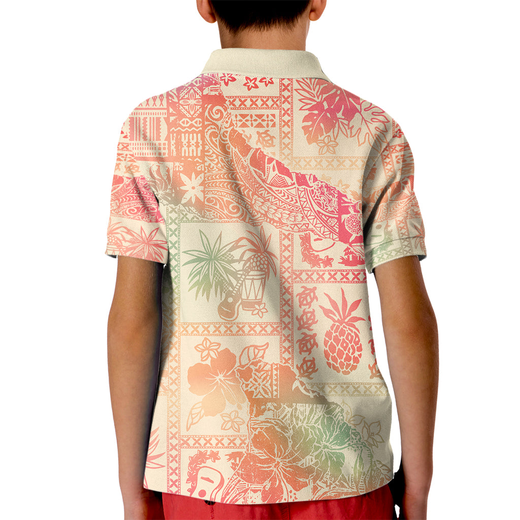 Hawaii Kid Polo Shirt Aloha Tribal Pattern Sweat Pink Ombre - Wonder Print Shop