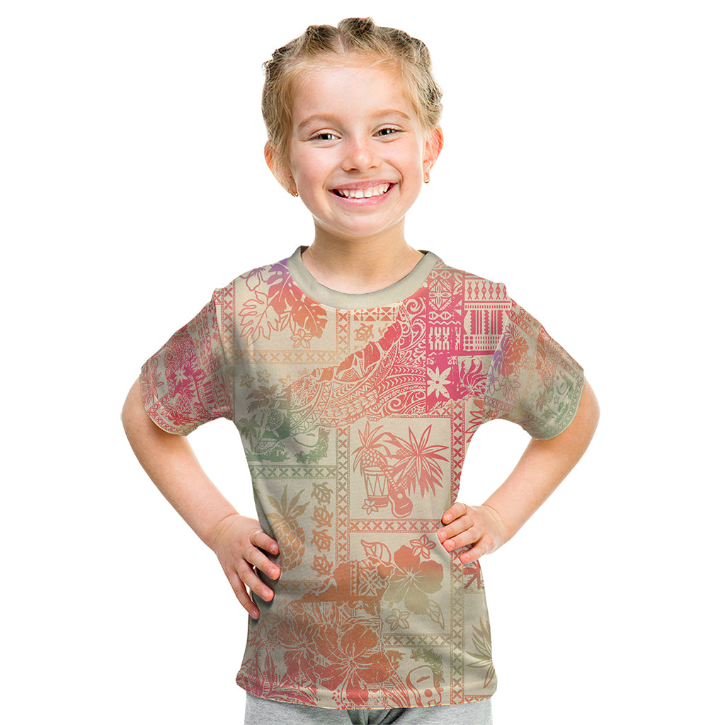 Hawaii Kid T Shirt Aloha Tribal Pattern Sweat Pink Ombre - Wonder Print Shop